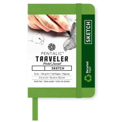 Traveler Sketch Pocket Journal, 3" x 4" - Olive Green