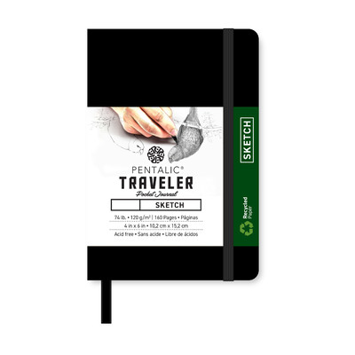 Traveler Sketch Pocket Journal, 4" x 6" - Black