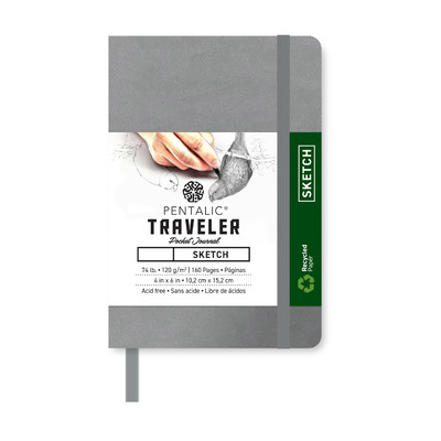 Traveler Sketch Pocket Journal, 4" x 6" - Metallic Silver