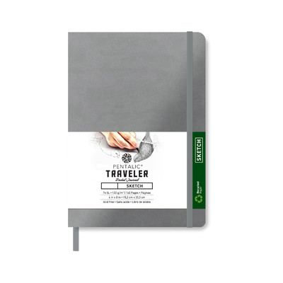 Traveler Sketch Pocket Journal, 6" x 8" - Metallic Silver