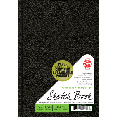 Traditional Hardbound Sketchbook, 4" x 6" - Black