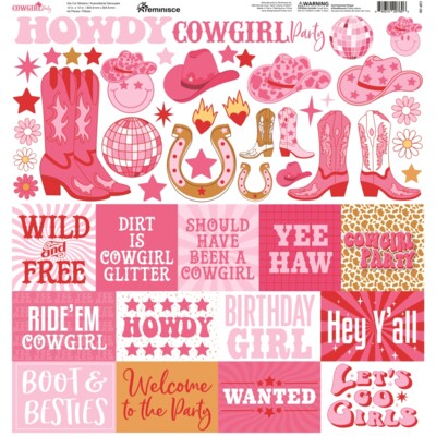 12X12 Sticker Sheet, Cowgirl Party