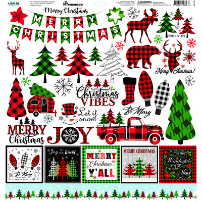 12X12 Sticker Sheet, Christmas Plaid