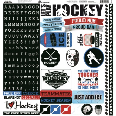 12X12 Sticker Sheet, Let's Play Hockey