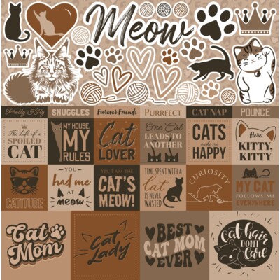 12X12 Sticker Sheet, Meow Majesty