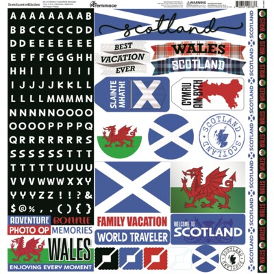 12X12 Sticker Sheet, Scotland and Wales