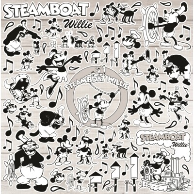 12X12 Sticker Sheet, Steamboat Willie