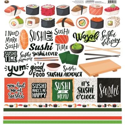 12X12 Sticker Sheet, Sushi