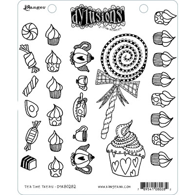 Dylusions Cling Stamp, Tea Time Treats