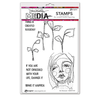 Dina Wakley MEdia Cling Stamp, Be Obsessed