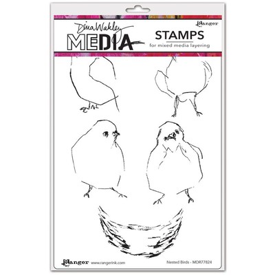 Dina Wakley MEdia Cling Stamp, Nested Birds