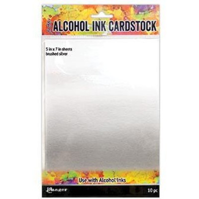 Tim Holtz Alcohol Ink Surfaces, Cardstock Brushed Silver (5x7)