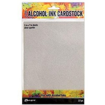 Tim Holtz Alcohol Ink Surfaces, Cardstock Silver Sparkle (5x7)