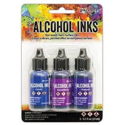 Tim Holtz Alcohol Ink Kit, Indigo/Violet Spectrum (3 Pack)