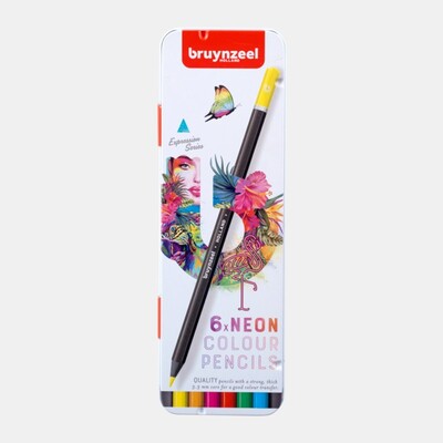 Bruynzeel Expression Color Pencils Tin Set, Neon (6pc)
