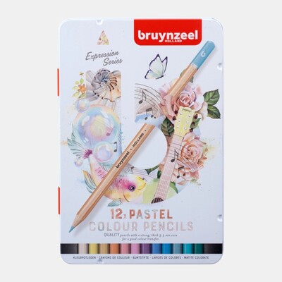 Bruynzeel Expression Color Pencils Tin Set, Pastel (12pc)