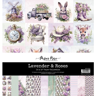 12X12 Paper Collection, Lavender & Roses