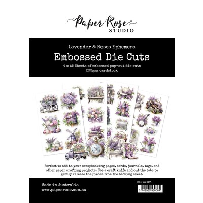 Embossed Die Cuts, Lavender & Roses Ephemera