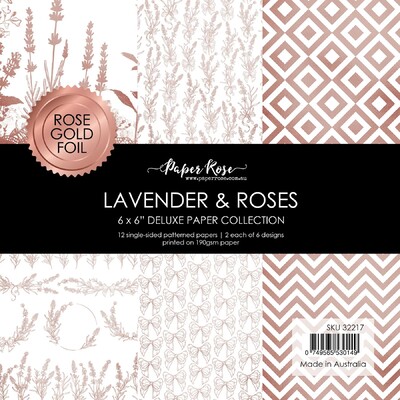 6X6 Paper Collection, Lavender & Roses - Rose Gold Foil