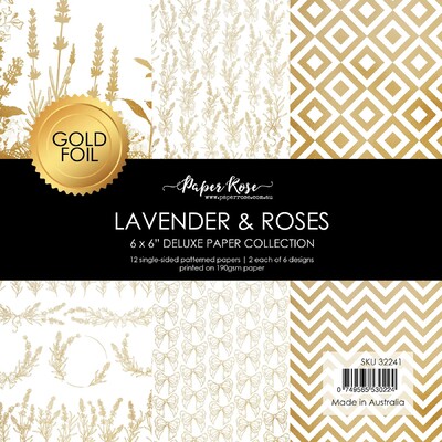 6X6 Paper Collection, Lavender & Roses - Gold Foil