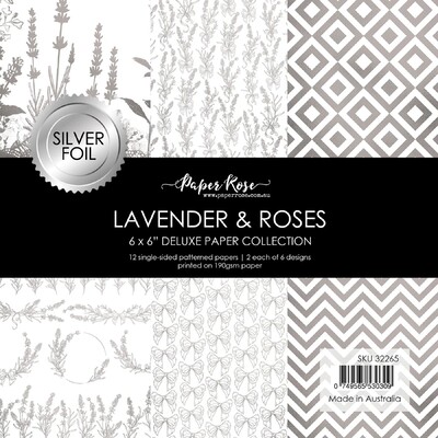 6X6 Paper Collection, Lavender & Roses - Silver Foil