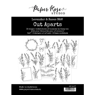 Cut Aparts Paper Pack, Lavender & Roses B&W