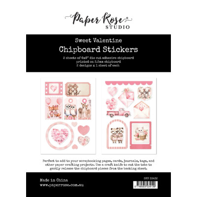 6X8 Chipboard Sticker Pack, Sweet Valentine