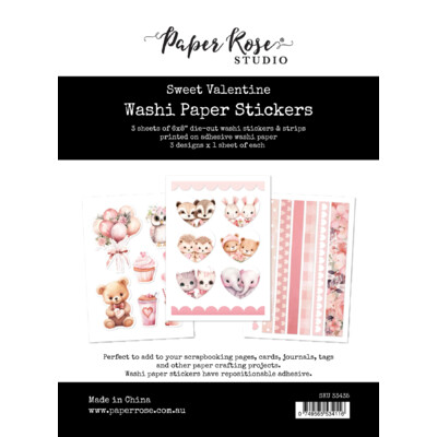 6X8 Washi Paper Sticker Pack, Sweet Valentine