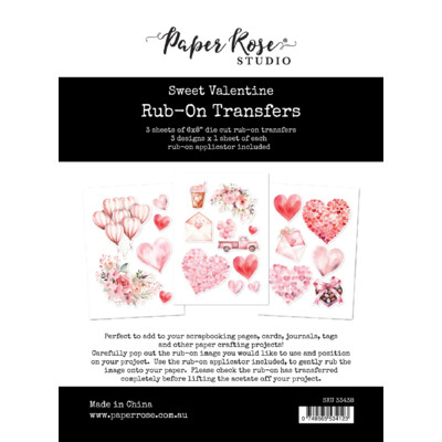 6X8 Rub-on Transfers Pack, Sweet Valentine