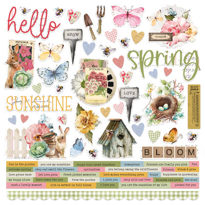 12X12 Cardstock Sticker Sheet, Simple Vintage Spring Garden