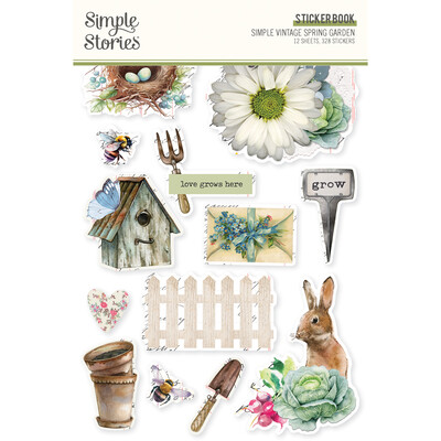 Sticker Book, Simple Vintage Spring Garden