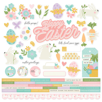 12X12 Cardstock Sticker Sheet, Hoppy Easter
