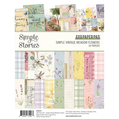 6X8 Paper Pad, Simple Vintage Meadow Flowers