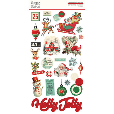 6X12 Chipboard, Simple Vintage Holly Jolly