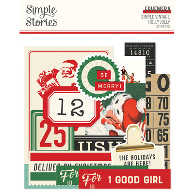 Ephemera, Simple Vintage Holly Jolly