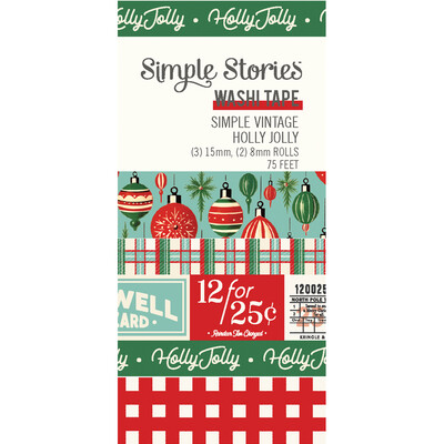 Washi Tape, Simple Vintage Holly Jolly