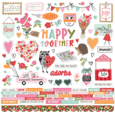 12X12 Cardstock Stickers, Heartstrings