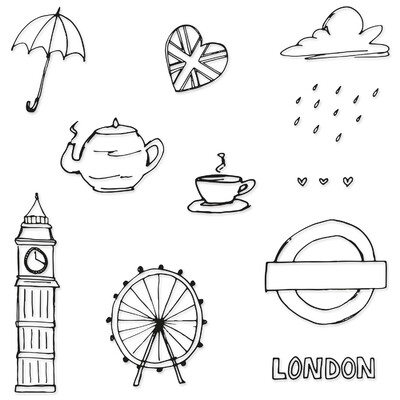 Layered Clear Stamps Set, London Icons (11pk)
