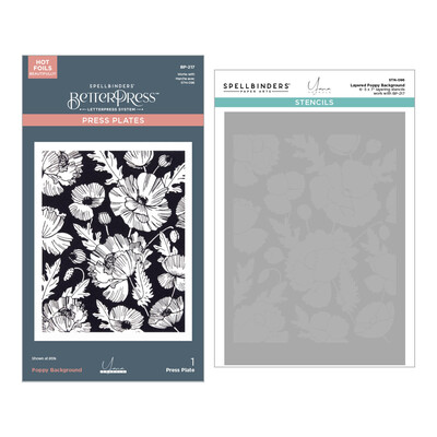 Press Plate & Stencil Bundle, Poppy Background