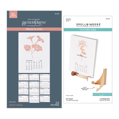 BetterPress Press Plates & Die Bundle, Florals Through the Years - 2025 DIY Calendar & DIY Easel