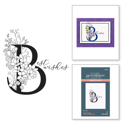 BetterPress Press Plate, Floral Alphabet - Floral B & Sentiment
