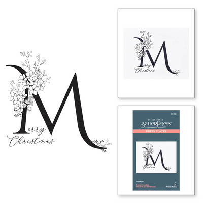 BetterPress Press Plate, Floral Alphabet - Floral M & Sentiment