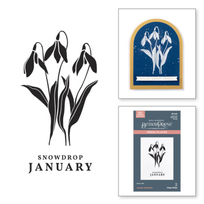 BetterPress Press Plates, Florals Through the Years - January Snowdrop