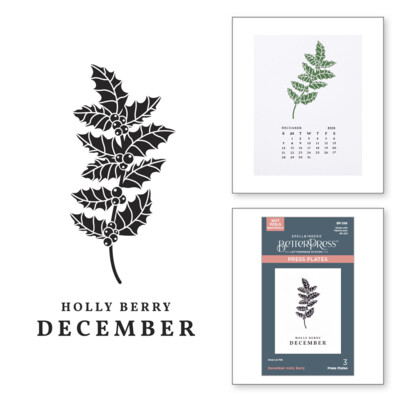 BetterPress Press Plates, Florals Through the Years - December Holly Berry