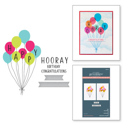 BetterPress Registration Press Plate & Die Set, Cheers to You - Happy Hooray Balloons