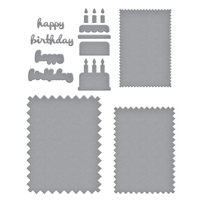 Etched Dies, Pinking Birthday Rectangles