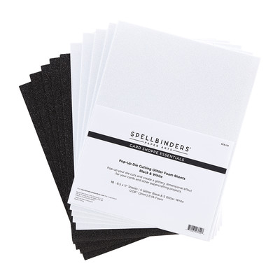 Card Shoppe Essentials Pop-Up Die Cutting Glitter Foam Sheets, Black & White