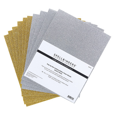 Card Shoppe Essentials Pop-Up Die Cutting Glitter Foam Sheets, Gold & Silver