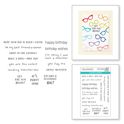 Clear Stamp, Monster Birthday - Monster Birthday Sentiments