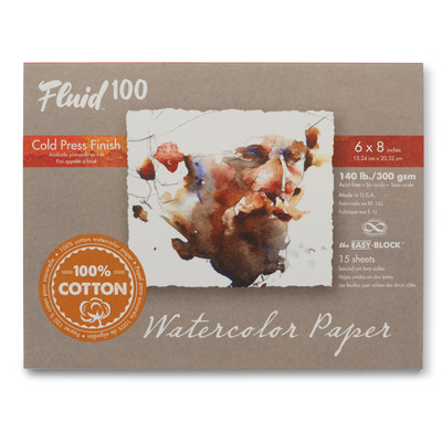 Fluid 100 140lb Watercolor Paper Block, Cold Press - 6" X 8"